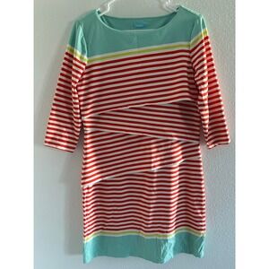 J McLaughlin Nicola Dress Orange Blue Stripe Catalina Cloth‎ Resortwear Travel
